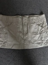 Wet Seal Y2K tan cargo micro mini low rise skirt juniors size 3
