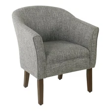 HomePop Transitional Wood and Fabric Barrel Accent Chair in Slate Gray