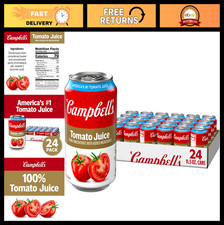 100 Tomato Juice, 11.5 oz Can 24 Pack - Fresh, Healthy Beverage, Low Sodium