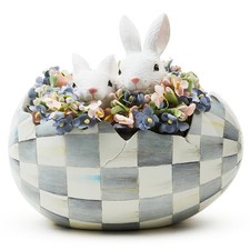 MacKenzie-Childs Peekaboo Egg, Sterling Check, Spring/Easter Bunny Decor