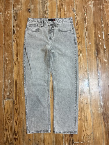 Quicksilver Light Gray Acid Wash Loose Fit Baggy Denim Jeans Men's Size 32
