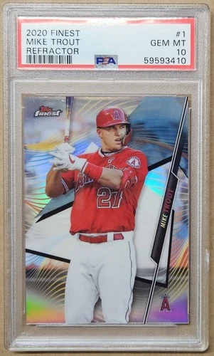 2020 Topps Finest #1  Mike Trout - Refractor - Gem Mint PSA 10 - Angels