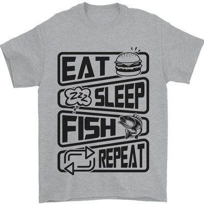 Eat Sleep Fish Repeat Lustig Fischen Herren 100% Baumwoll