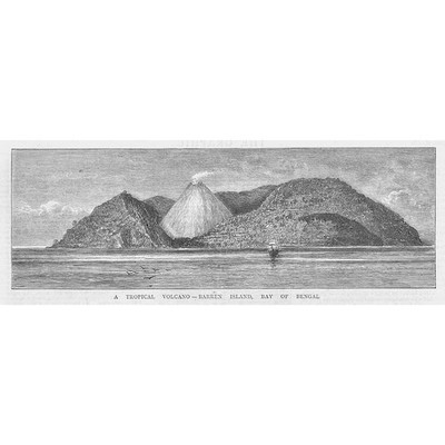 INDIEN EIN tropischer Vulkan karge Insel Bucht von Bengalen - antiker Druck 1881