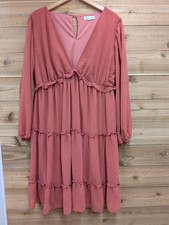 Plus Size Tiered Babydoll Dress Ruffles 2XL Cottagecore Feminine Romantic Deep V