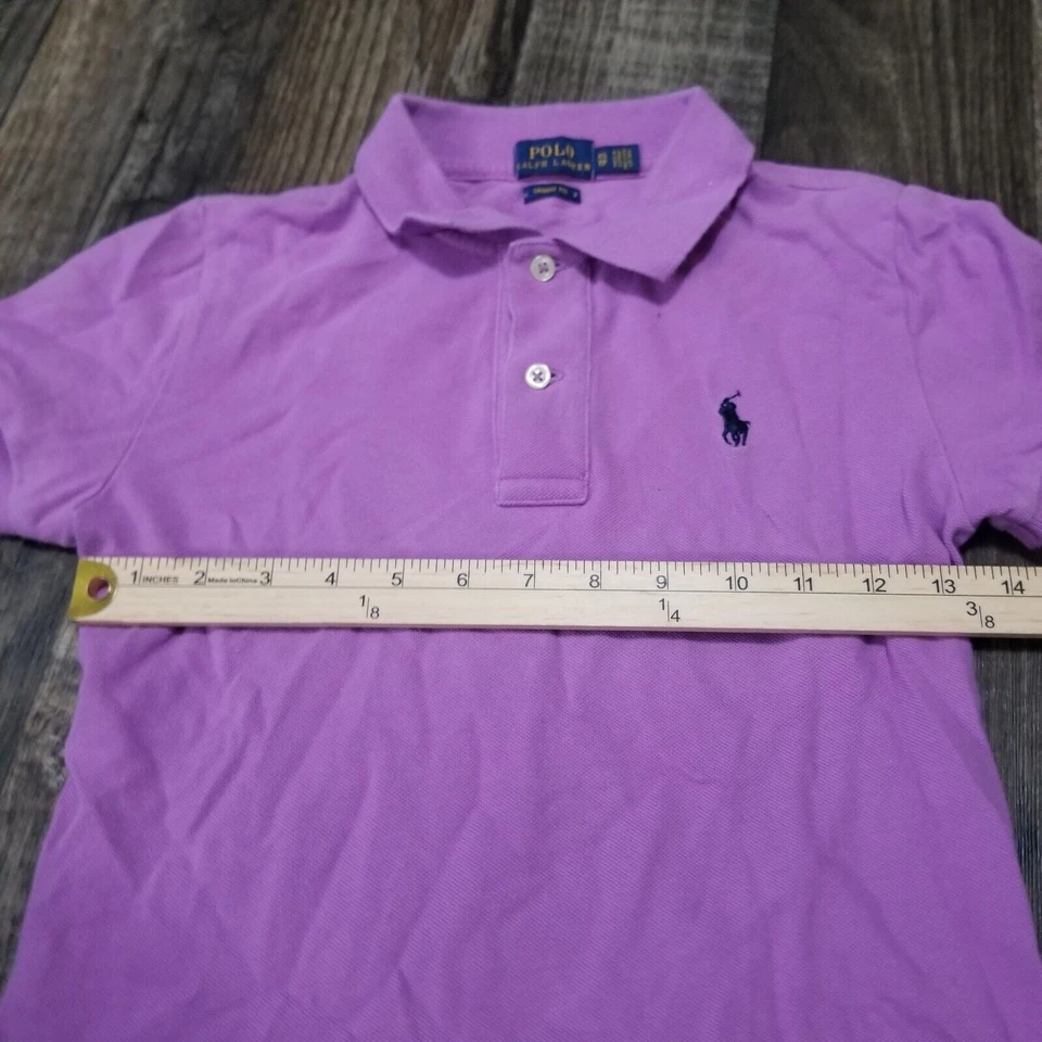 Polo Ralph Lauren Girls Polo Shirt Youth XS Skinny Fit Purple Skinny Fit - Image 2 of 4