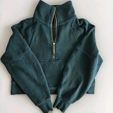Lululemon Scuba Oversized Half-Zip Funnel Neck Pullover Green Jasper Sm Gold Zi