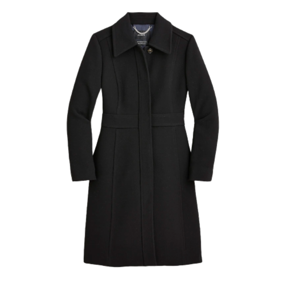 NWT JCREW Classic Lady Day Coat Womens Black Italian Cloth Wool