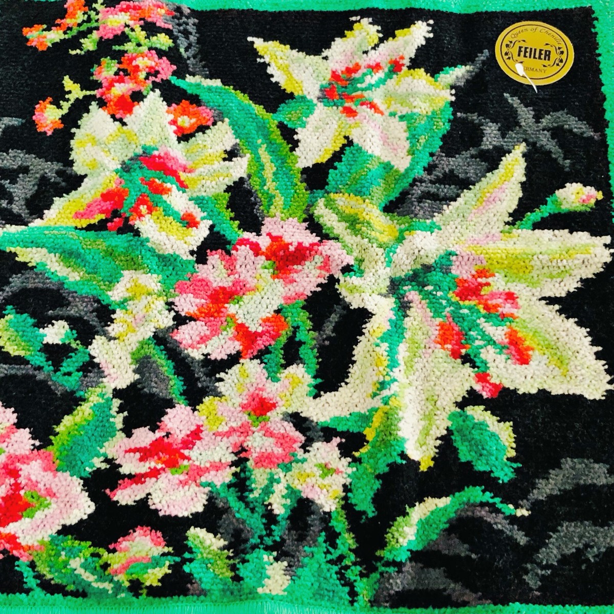 FEILER Hand Towel Face Cloth Handkerchief 28X28 Floral Art 100