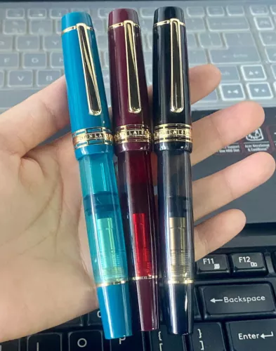 Wingsung 630 Piston Fountain Pen Transparent Barrel Flat Top #8 Nib Resin Pen