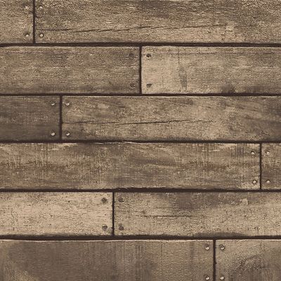 BROWN WOODEN PLANK EFFECT WALLPAPER - FINE DECOR FD31289 FEATURE WALL