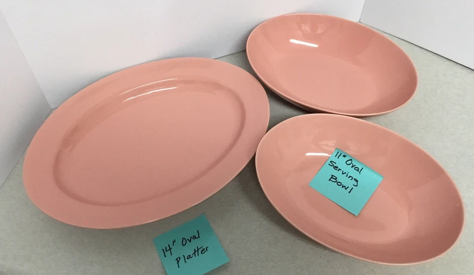 Fitz & Floyd винтажный коралловый персиковый набор из 4 предметов сервировки из 2 тарелок, 2 чаши - Изображение 2 из 4