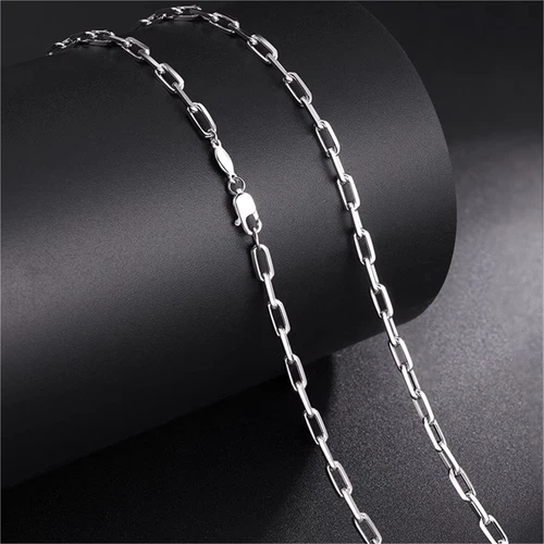 Pure Pt950 Platinum 950 Chain Men Women Square O Link Necklace 4.8-5g 20in - Picture 3 of 5
