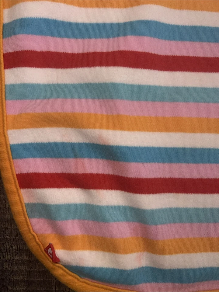 Cobertor ZUTANO BEBÊ MENINA ROSA Vermelho Azul Branco Laranja Listra Rosa Traseiro Acabamento Laranja - Imagem 4 de 4