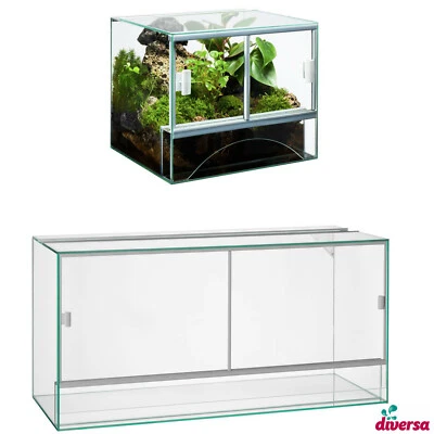 DIVERSA (ab 63,00€ / Stk) Glas Terrarium ab 30x25x25cm, 18,75L - 300 Liter Schiebetür