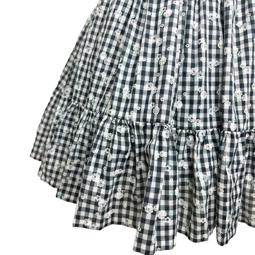 Vintage 50s Floral Gingham Western Square Dance Patio Puff Sleeve Dress Volup - Picture 7 of 9