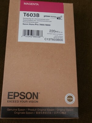 NEW GENUINE EPSON T603B MAGENTA 220ml INK STYLUS 7800 9800 T603B00 EXP 2020