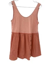 Doe & Rae Womens Orange Peplum Tank Top Sleeveless Scoop Neck Size Small