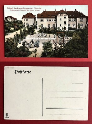 Postcard Chemnitz around 1910 State Educational Institution Rare. View with Playground ( 81022