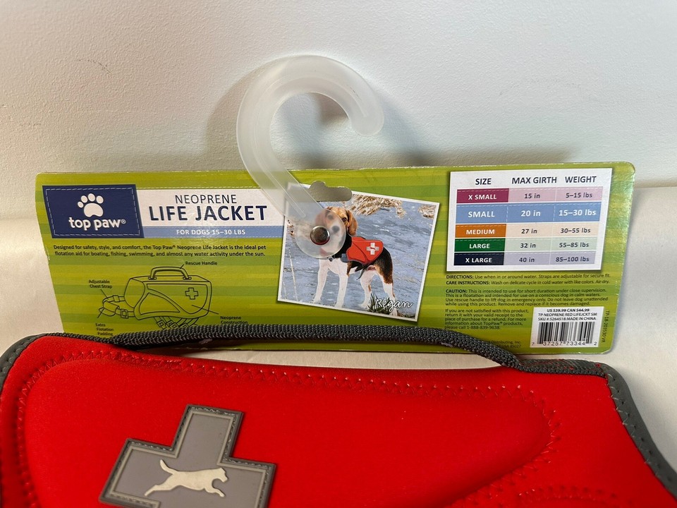 NEW TOP PAW NEOPRENE LIFE JACKET SMALL FOR DOGS 1530 LBS POOL BOATING