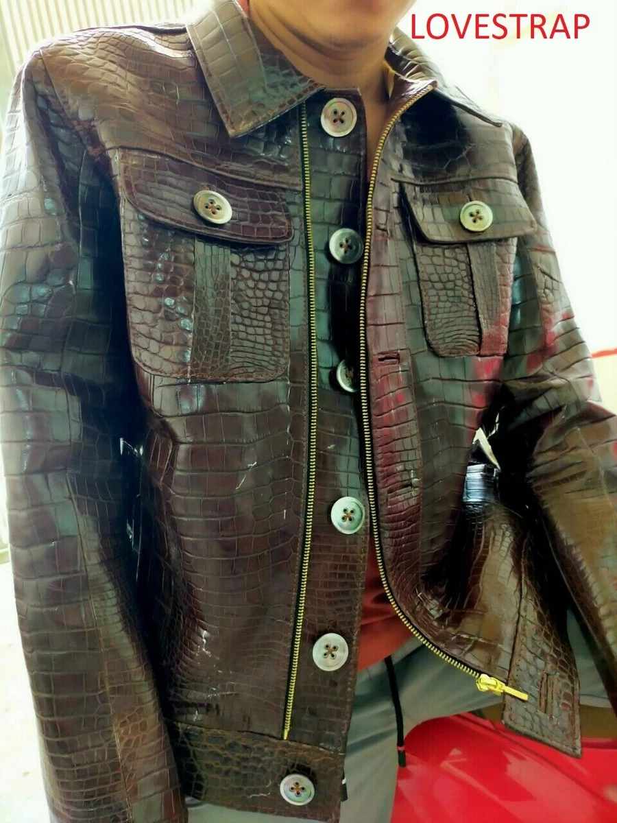 100% Real Crocodile/Alligator Leather Jacket Made To Measure-Customize  Jacket