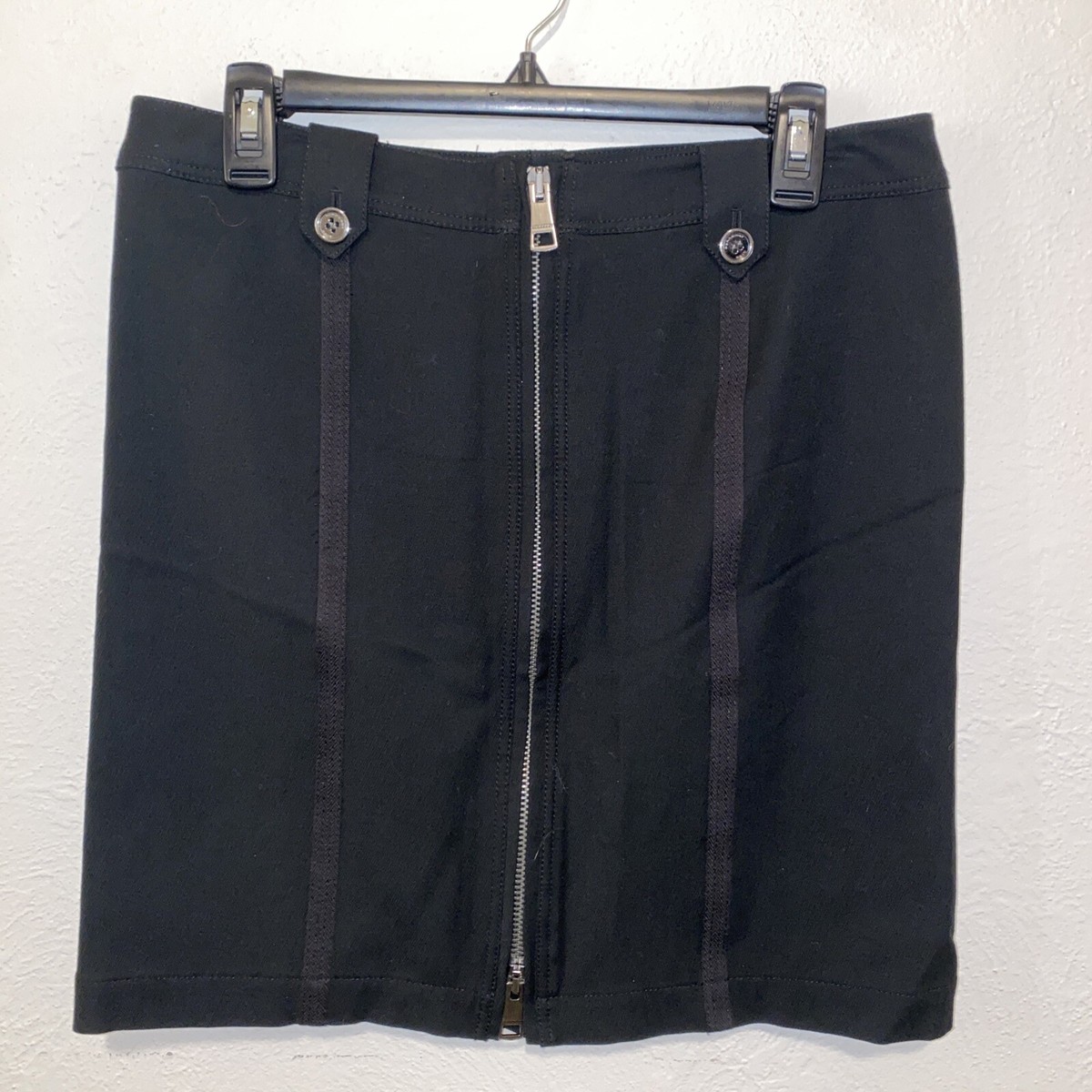 ワンピース BURBERRY Women Mid Skirts 8104937 A1189 Black Burberry Brit Womens Black Wool BLEND Zipper Midi Skirt Size