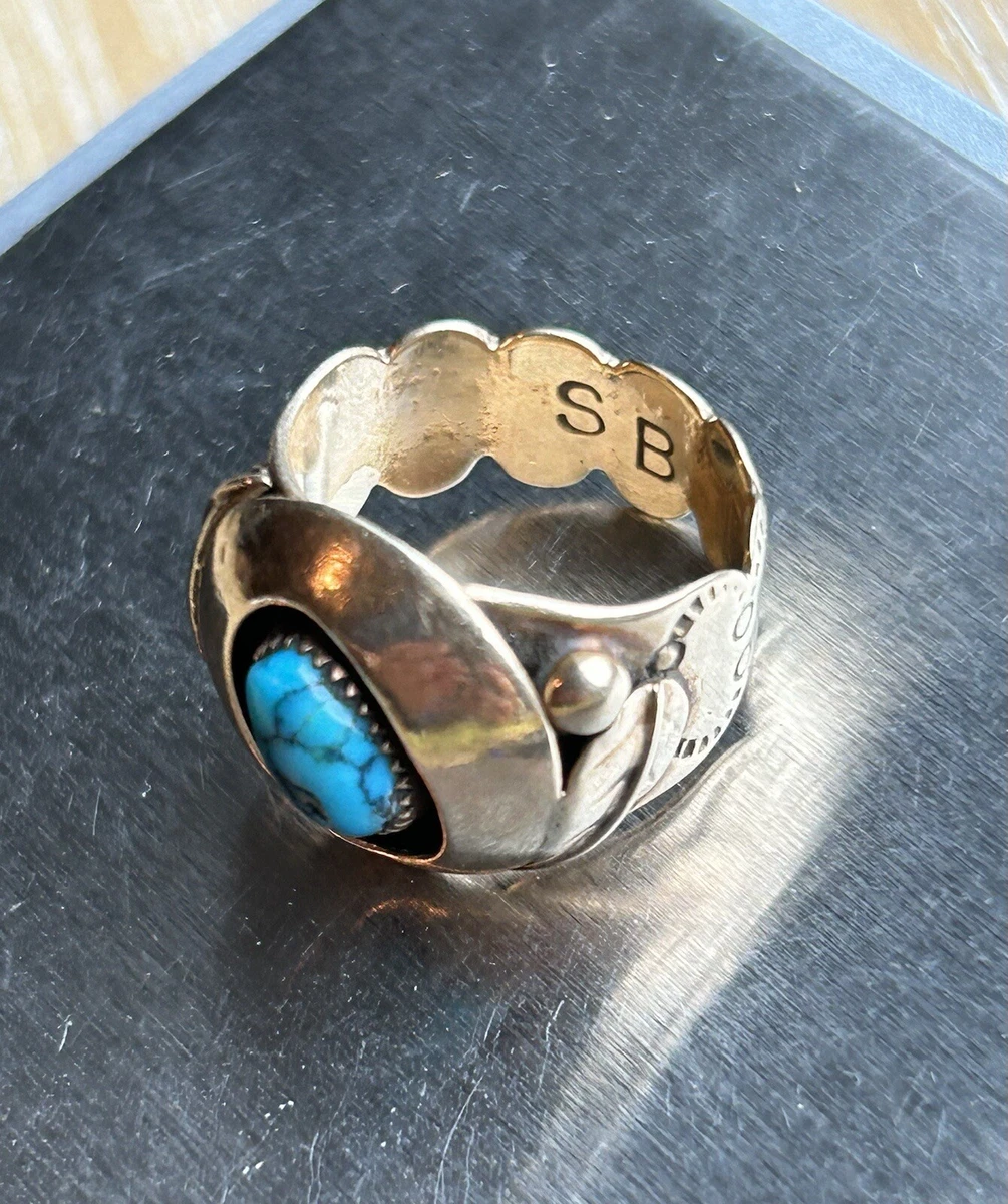 Vintage Mid Century Yellow Gold Turquoise Ring - Etsy