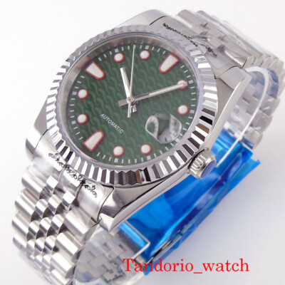 Bliger 39mm Green Sterile Dial PT5000 Automatic Men Watch Sapphire Glass Fluted