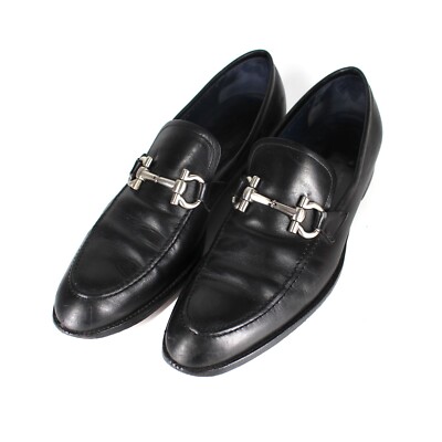 Salvatore Ferragamo Black Leather Silver Gancini Bit  display picture 3