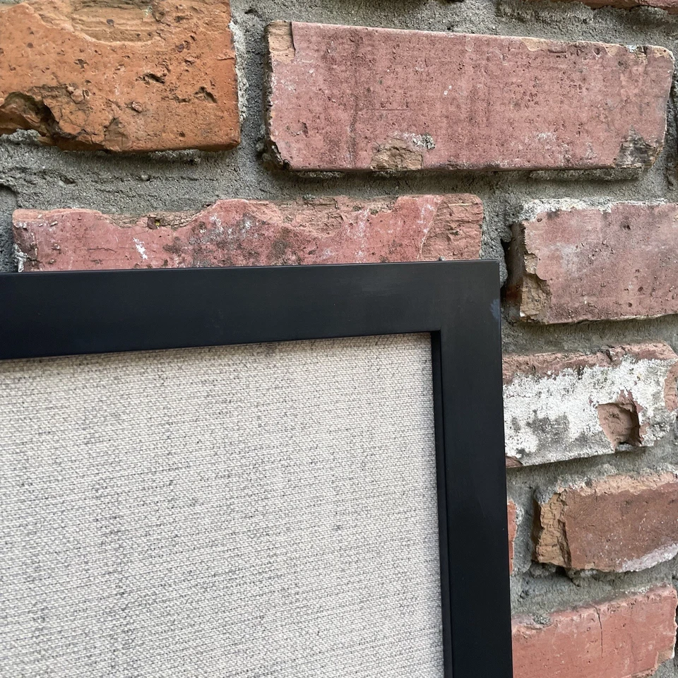 Pottery Barn Burlap Stripe Framed Print Neutrals Red Black Scuffed Read NWOB - Image 2 of 4