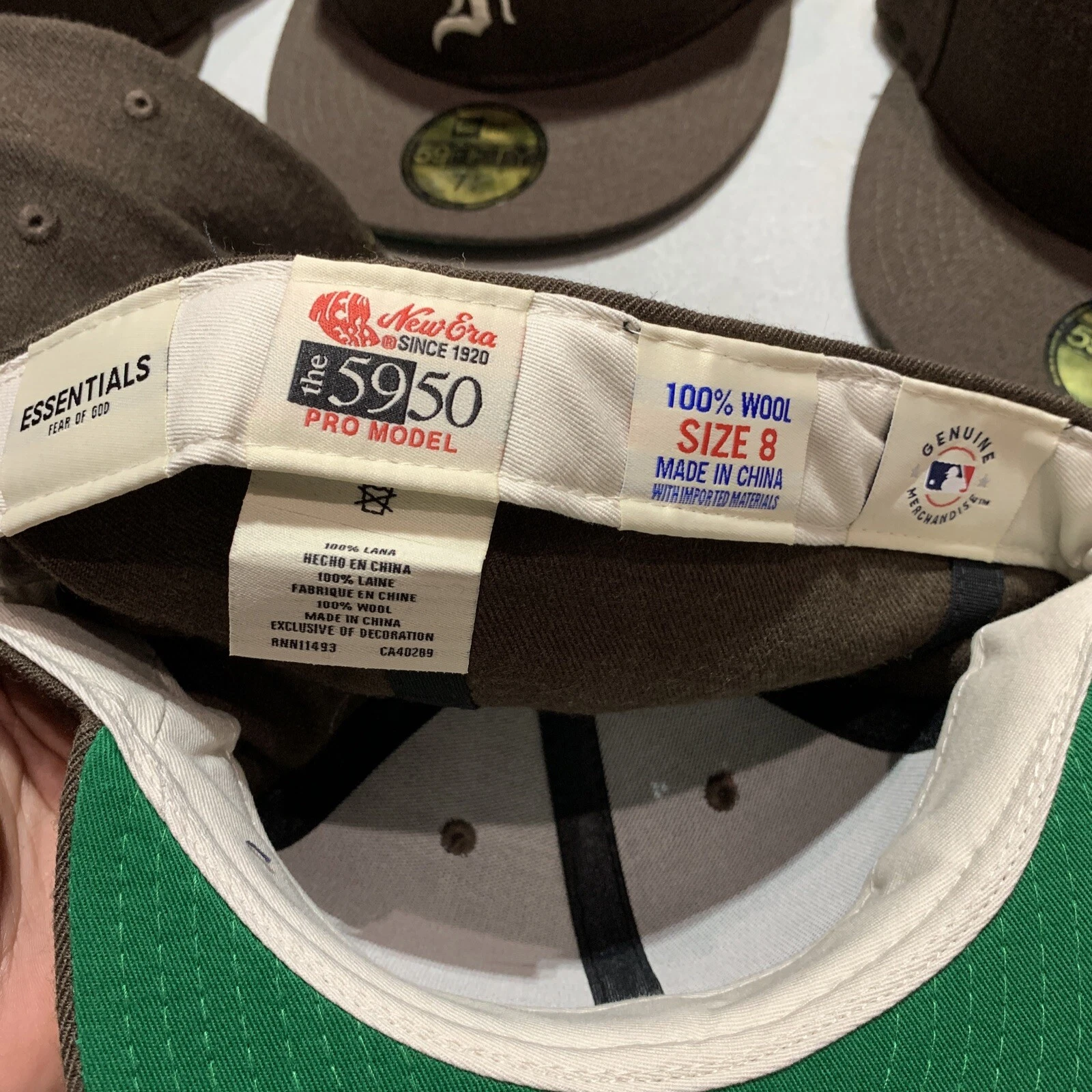 New Era x Fear of God Essential 59FIFTY marrone aderente taglia 8 nuovissimo