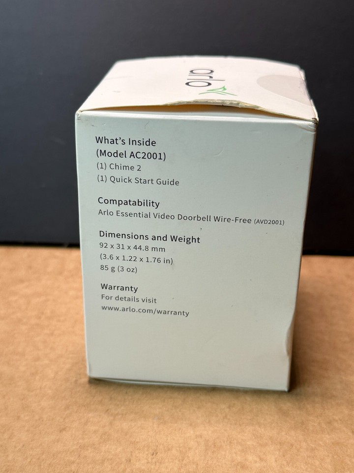 Arlo Chime 2 Smart WiFi Enabled Doorbell Camera Accessory BRAND NEW