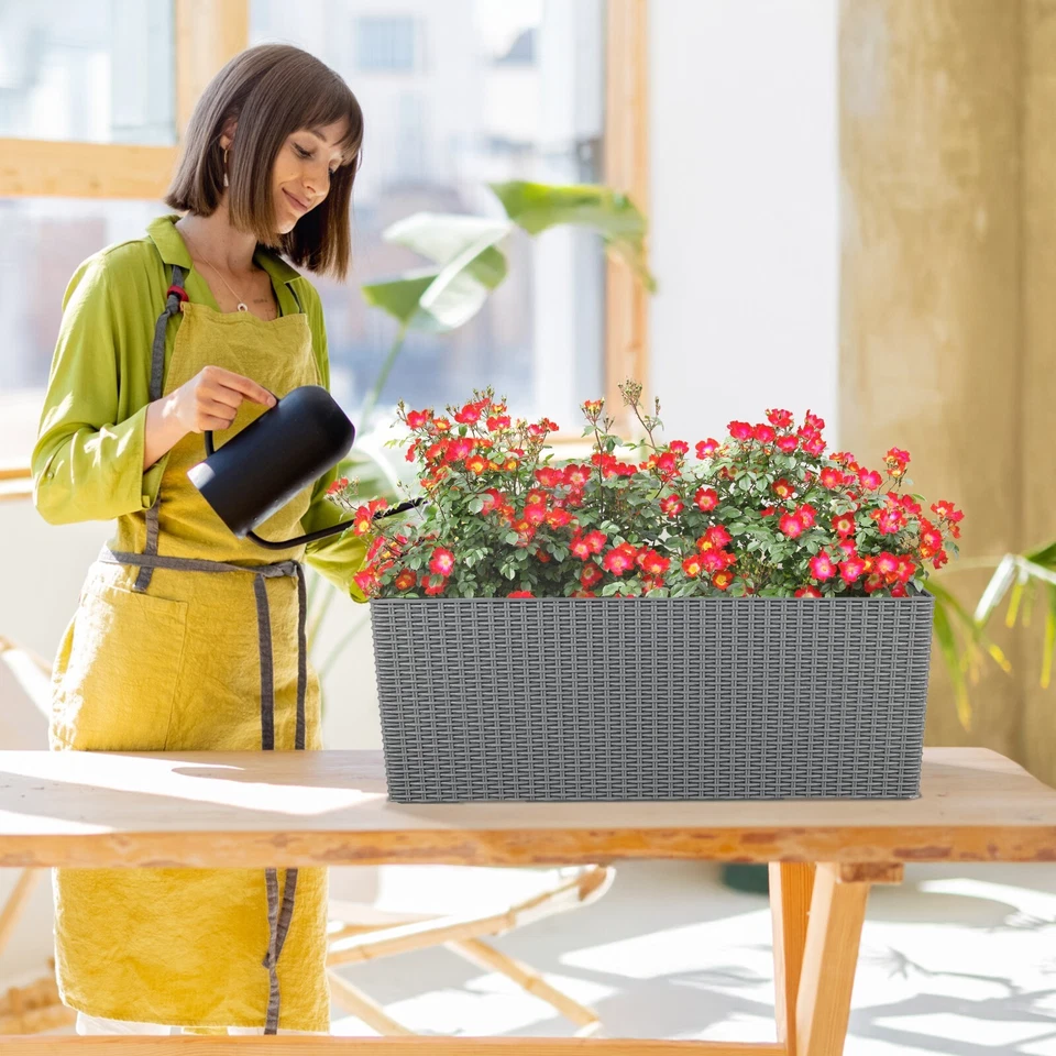 Paquete de 4 barandillas Aoodor maceta ventana caja maceta colgante con soporte ajustable Foto 3 de 4