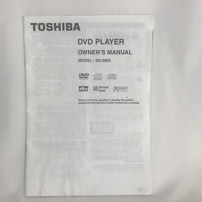 Toshiba SD-2805 DVD Player Owners Manual