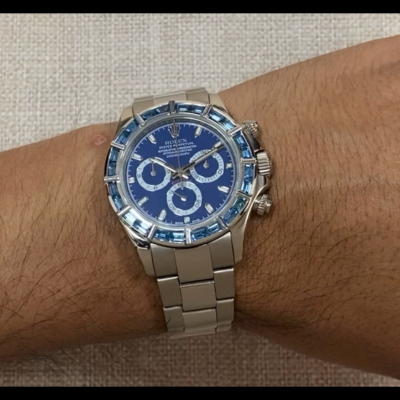 Z-74♡ Rolex Daytona Chronograph 18k White Gold Blue Dial/Bezel