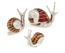 Saturno  Silver and Enamel Snail - Fully Hallmarked Sterling Silver