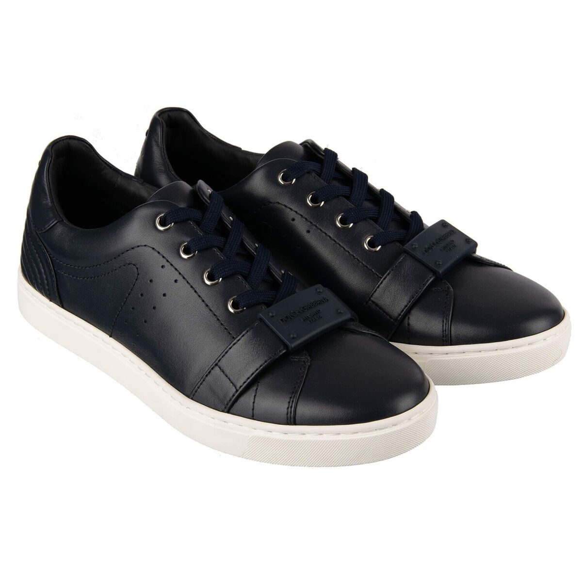 VIP【関税送料無料】希少 DOLCE & GABBANA LEATHER SNEAKERS DOLCE & GABBANA Leather Sneaker Shoes with Logo and Buckle