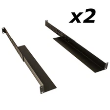 2 Pair Lot Adjustable Depth 4-Post Rack Mount Server Shelf Shelves Rail Rails 1U
