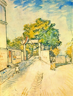 Entrance to the Moulin de la Galette by Vincent Van Gogh Giclee Repro on Canvas