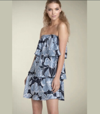 ella moss silk dress NWT Ella Moss Black Label Phoebe Tiered Silk Dress, Navy, Small, Ret $322
