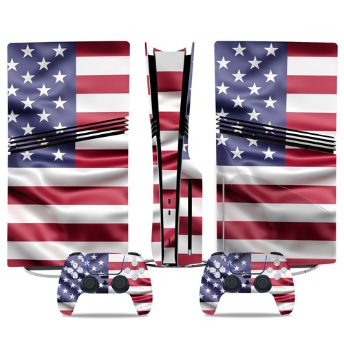 Fits PS5 PRO Disc Console & 2 Controller USA Flag Vinyl Wrap Skin Decal - Picture 2 of 3