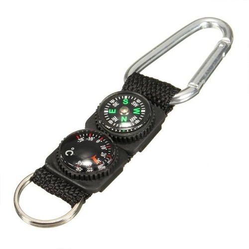 Multifunction Mini Compass Camping Survival Thermometer Carabiner Hook Keychain - Picture 13 of 17