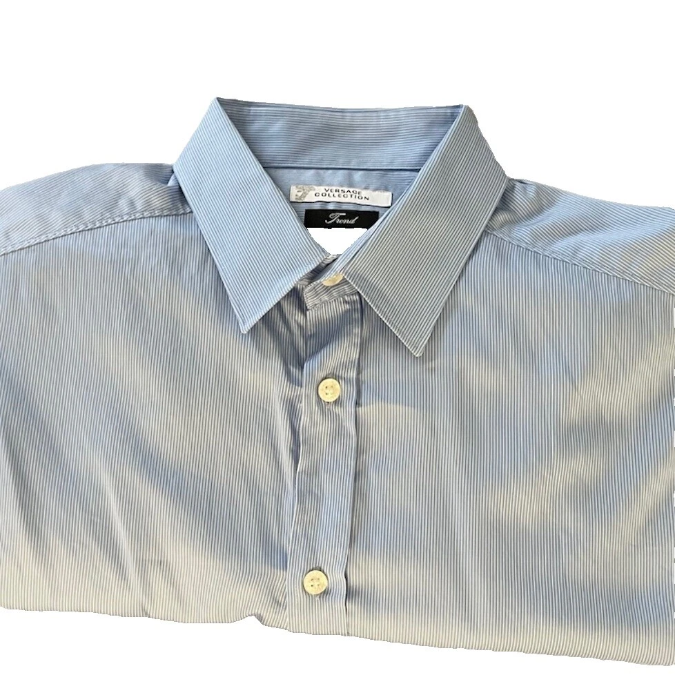 Camisas sociais masculinas listradas 100% algodão Versace Collection