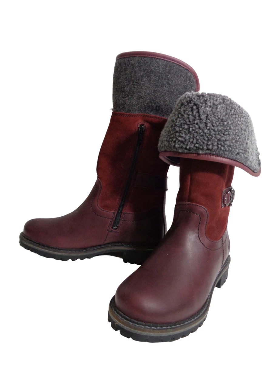 BOS CO Hillory Burgundy Leather Gray Winter Boots EU 37 US 6M PORTUGAL