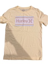 Hurley Boys Yellow Graphic Logo T-Shirt Crew Neck Short Sleeve Size 14/16