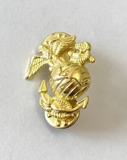Vintage USMC Insignia Logo Emblem Gold Tone Pin Eagle Anchor Pinback