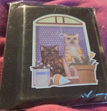 Two Garden Kitties ~ Photo Album ~ New Still In Wrapper-black Vinyl 4×6 Pictures