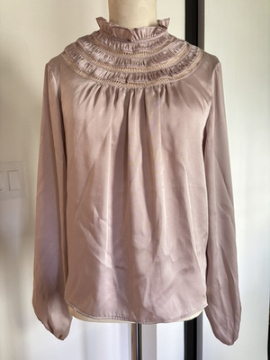#ad Express Victorian Inspired Romantic Minimalist Soft Girl Prairie Satin Top S $15.99