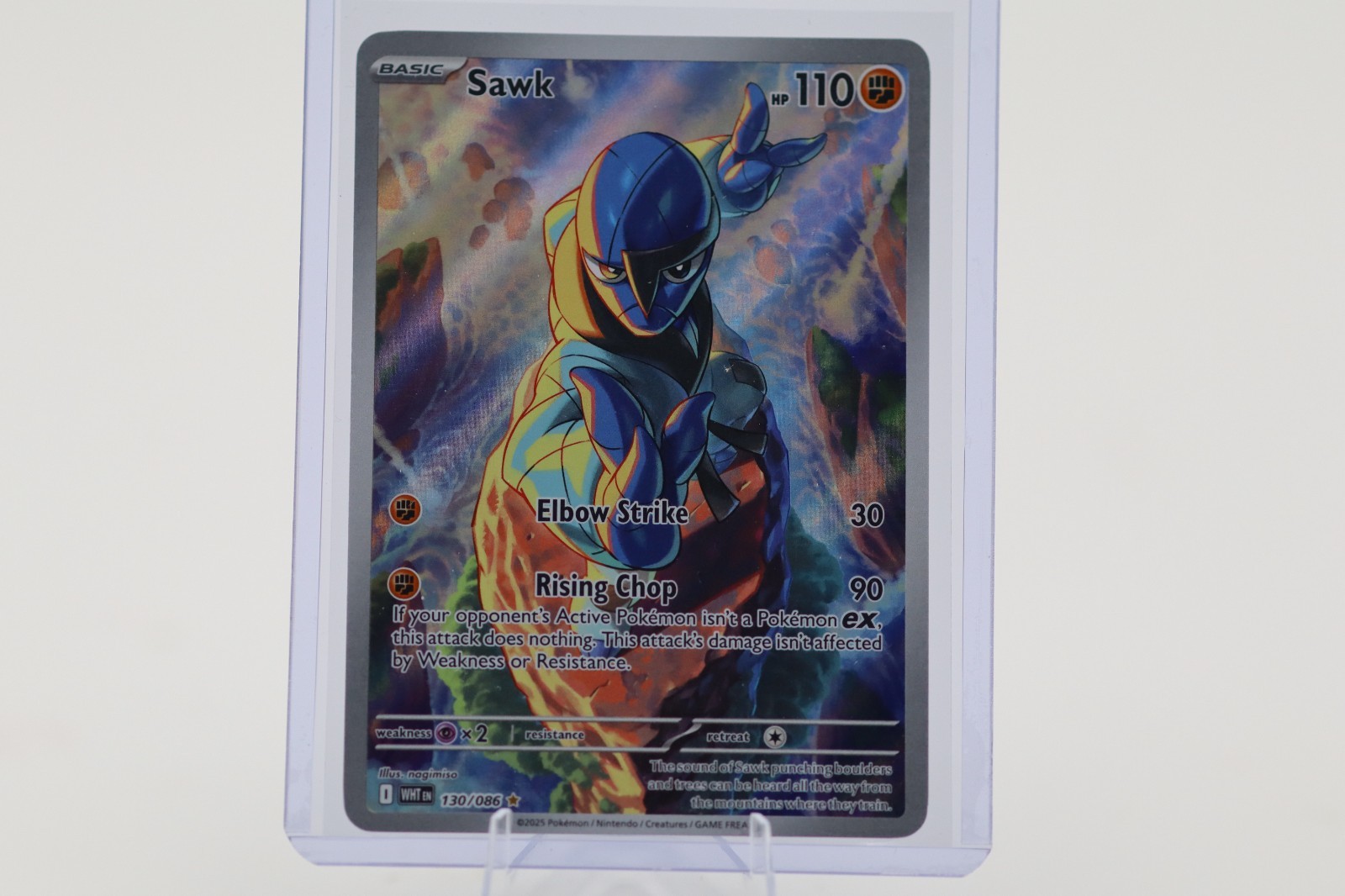Pokémon TCG Sawk 130/086 Illustration Rare Holo SV White Flare