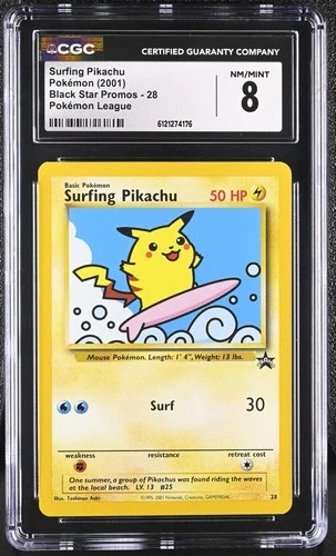 CGC 8 Surfing Pikachu 2001 Black Star Promos 28 Pokémon League Pokemon Card